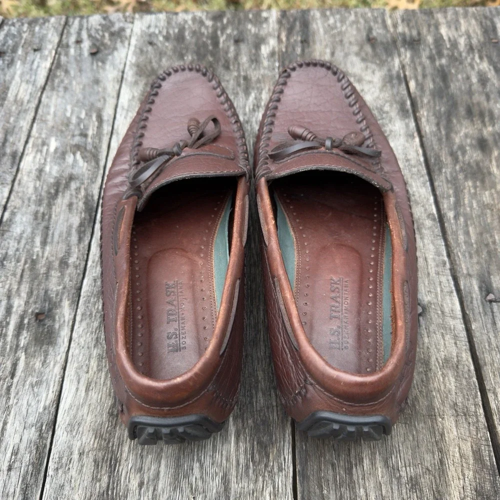 H.S. Trask Brown Leather Casual Boat Shoe Driving Loafer Moccasin Men's‎ 8 EUC